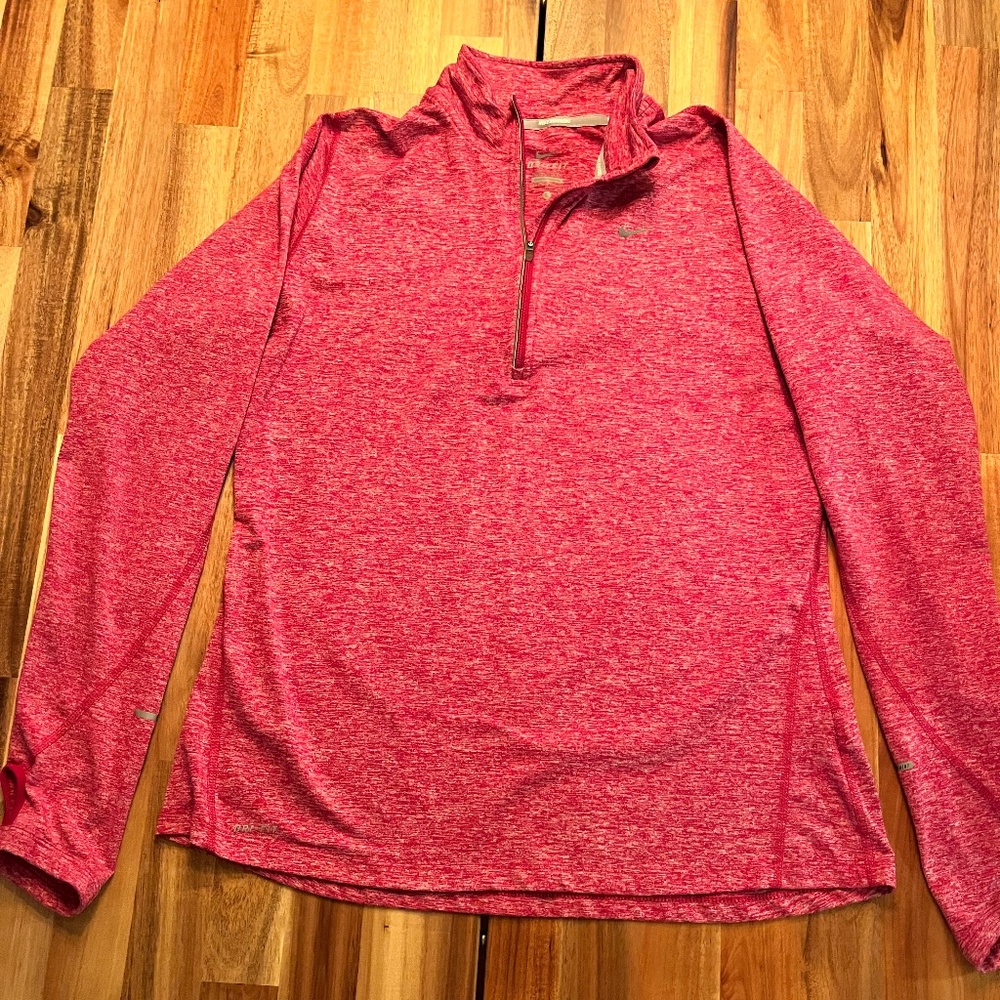 Nike Women's Quarter Zip Long Sleeve - Red (L)